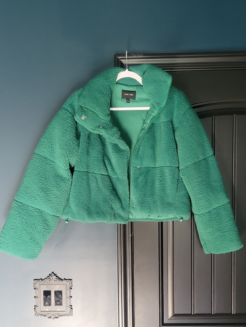 Love Tree Women's Green Sherpa Puffer Jacket